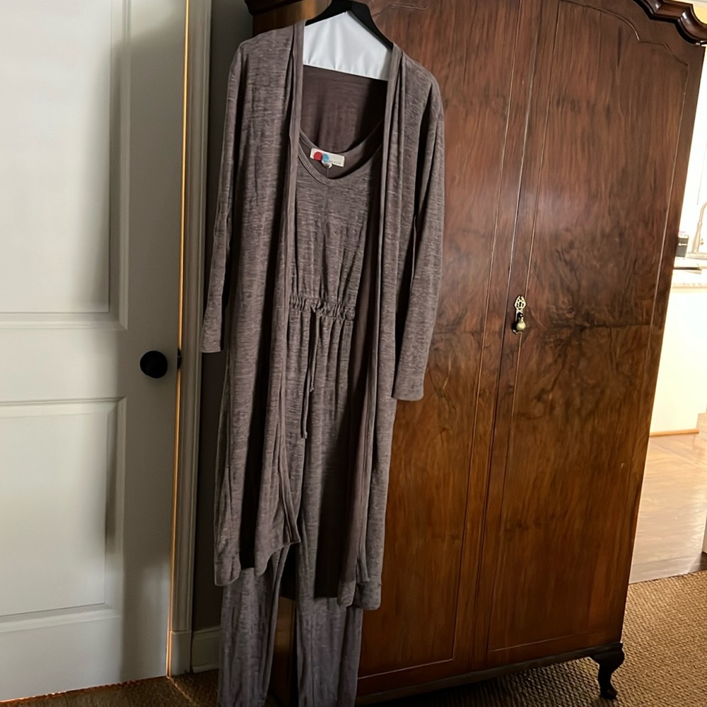 Free People jumpsuit and open long cardigan